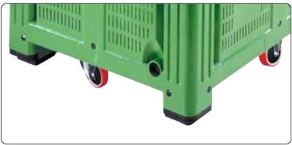 Bigbox 1176 F4X3 zelený, 4N, 2-2 kolečka 125 mm uprostřed stěn, perforovaný